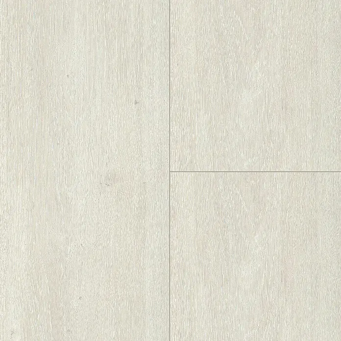 Parador Designboden Modular One - Eiche Nordic weiß, Landhausdiele, 2.200 x 235 x 8 mm - Nahaufnahme von vier hellen Holzdielen. Die helle Farbe und die feine Holzstruktur verleihen dem Boden ein modernes Aussehen.