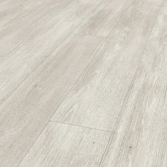 Parador Designbodenmuster Modular ONE Eiche - 200 x 194 x 8 mm, Landhausdiele, Eiche Nordic Grau - Helles Laminat in Holzoptik. Das Muster imitiert natürlich wirkende Holzmaserung und verleiht dem Raum eine moderne und freundliche Atmosphäre.