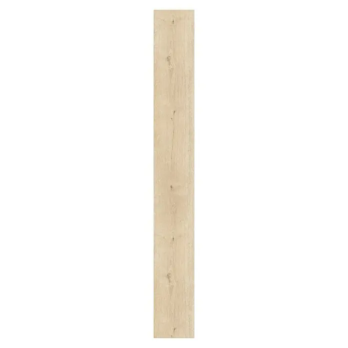 Parador Designboden Modular One - Eiche Atmosphere geschliffen, Landhausdiele, 2.200 x 235 x 8 mm - Detailaufnahme einer hellen Holzbodenfliese mit natürlicher Maserung und Astlöchern. Perfekt für ein warmes, einladendes Ambiente.