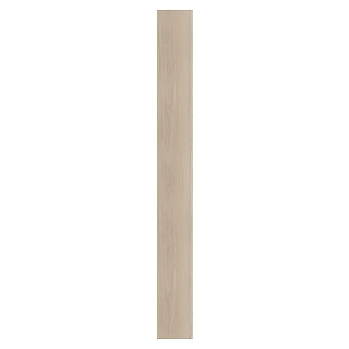 Parador Designboden Modular One - Eiche Artemis pearl, Landhausdiele, 2.200 x 235 x 8 mm - Nahaufnahme einer einzelnen, hellen, modernen Holzfliese mit subtilen Maserungen und neutralem Farbton. Perfekt für stilvolle Innenräume.
