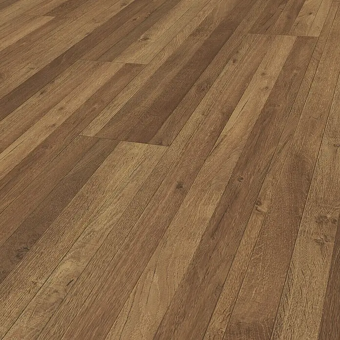 Parador Designbodenmuster Modular ONE Eiche Linea antik - 200 x 194 x 8 mm, Landhausdiele - Nahaufnahme von Laminatboden in Holzoptik, der eine warme und einladende Atmosphäre vermittelt. Die Maserung verleiht dem Boden eine natürliche Optik.