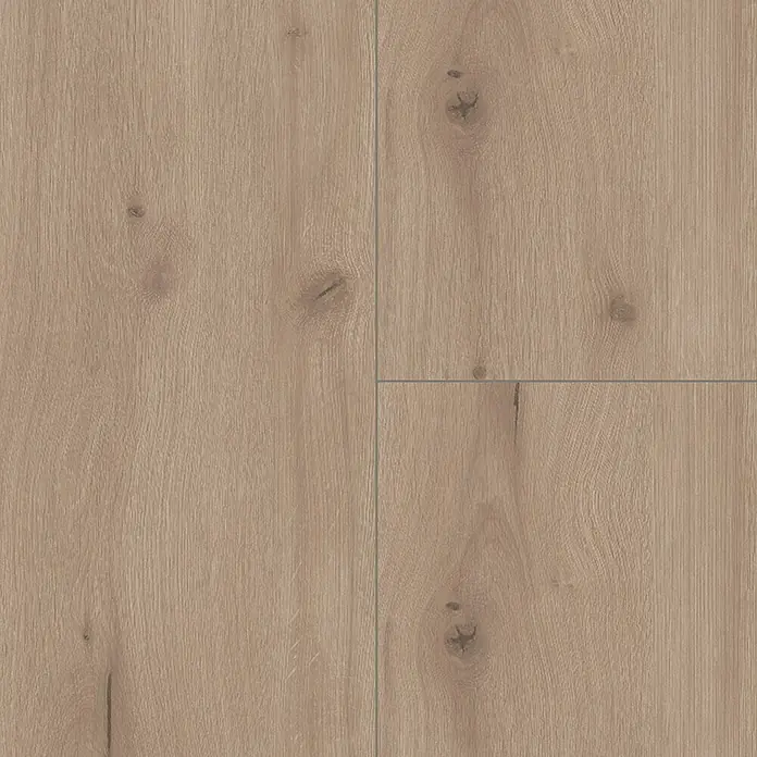 Parador Designboden Modular One - Eiche Helios grau, Landhausdiele, 2.200 x 235 x 8 mm - Detailaufnahme von Laminatboden in Holzoptik, der eine warme und natürliche Ästhetik vermittelt. Die Textur und Farbe des Laminats sind gut sichtbar.
