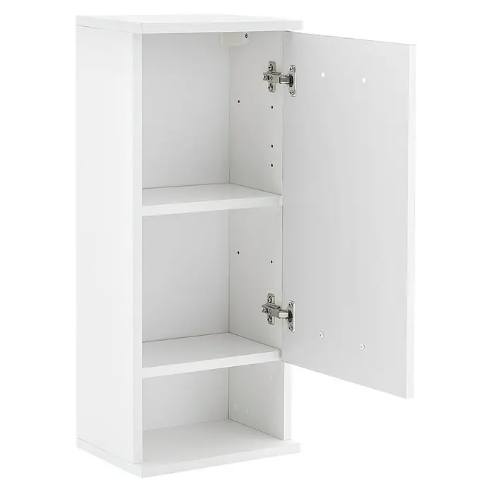 Schildmeyer Emmi Hängeschrank - B x T x H: 30 x 20,5 x 71 cm, Weiß, Matt - Offener, weißer Hängeschrank mit zwei Regalböden und einer Tür mit Scharnieren. Ideal für Badezimmer oder andere Räume.
