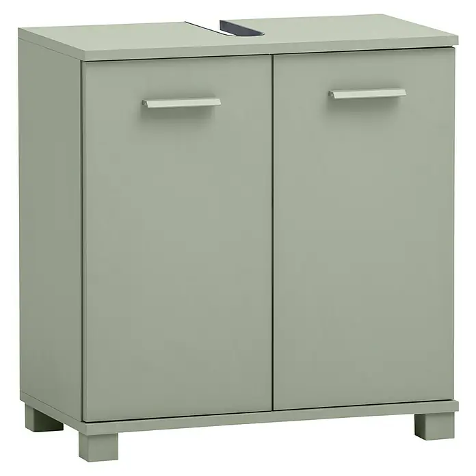Schildmeyer Mono Waschtischunterschrank - B x T x H: 60 x 32,6 x 62,4 cm, Pistazie, Matt - Ein zweitüriger Unterschrank in sanftem Grün mit schlichten Griffen. Die perfekte Ergänzung für moderne Badezimmer oder Waschküchen.