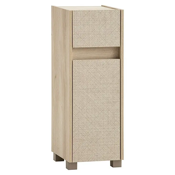 Schildmeyer Sander Midischrank - B x T x H: 30 x 33 x 85 cm, Weißeiche/Canasta, Matt - Moderner Holzschrank mit zwei Schubladen und Texturfronten für stilvolle Aufbewahrung im Wohnraum.
