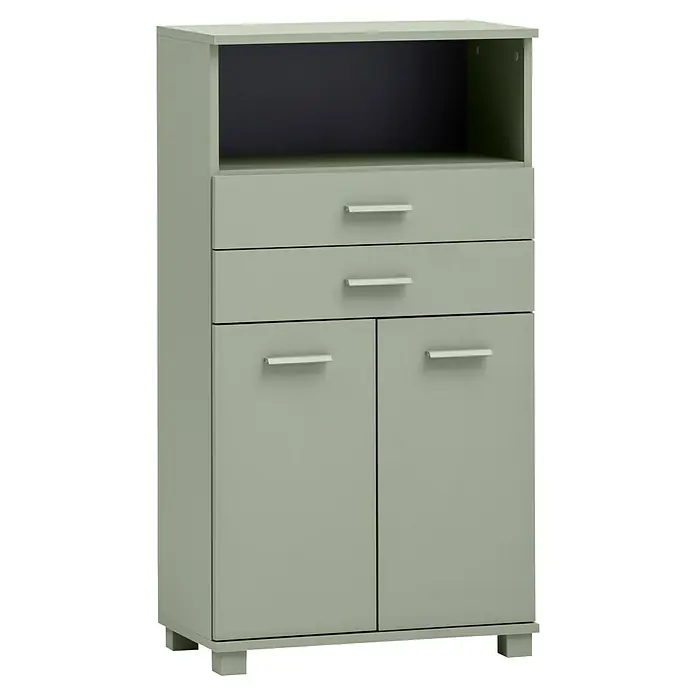 Schildmeyer Mono Highboard - B x T x H: 60 x 32,6 x 110,5 cm, Pistazie, Matt - Modernes Sideboard in Grün mit Schubladen und Schrankfächern für zusätzlichen Stauraum. Ideal für Wohnzimmer oder Büro.