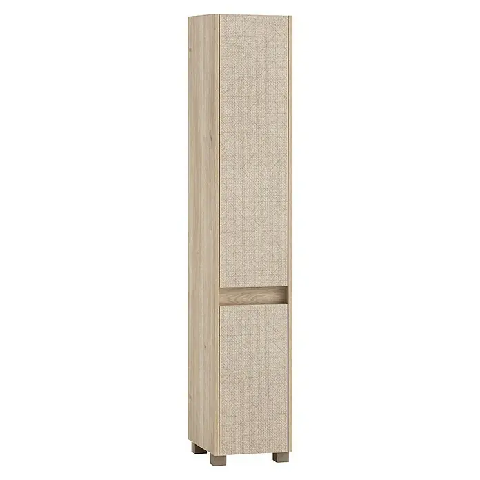 Schildmeyer Sander Hochschrank - B x T x H: 30 x 33 x 164,5 cm, Weißeiche/Canasta, Matt - Dieser elegante Hochschrank besticht durch seine helle Holzoptik und die strukturierten Fronten. Er bietet viel Stauraum und ein stilvolles Design.