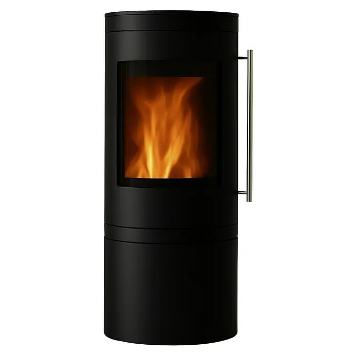 Haas+Sohn Kaminofen Menton RLU - L x B x H: 45,7 x 47,5 x 127,8 cm, Heizleistung: 5,5 kW, Schwarz - Ein eleganter, schwarzer Kaminofen mit einem faszinierenden Flammenspiel, der Wärme und Atmosphäre in jeden Raum bringt.