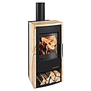 Haas+Sohn Kaminofen Rubus ST Easy 297.15 Woodstone (6 kW, Raumheizvermögen: 140 m³, Material Verkleidung: Sandstein, Schwarz)