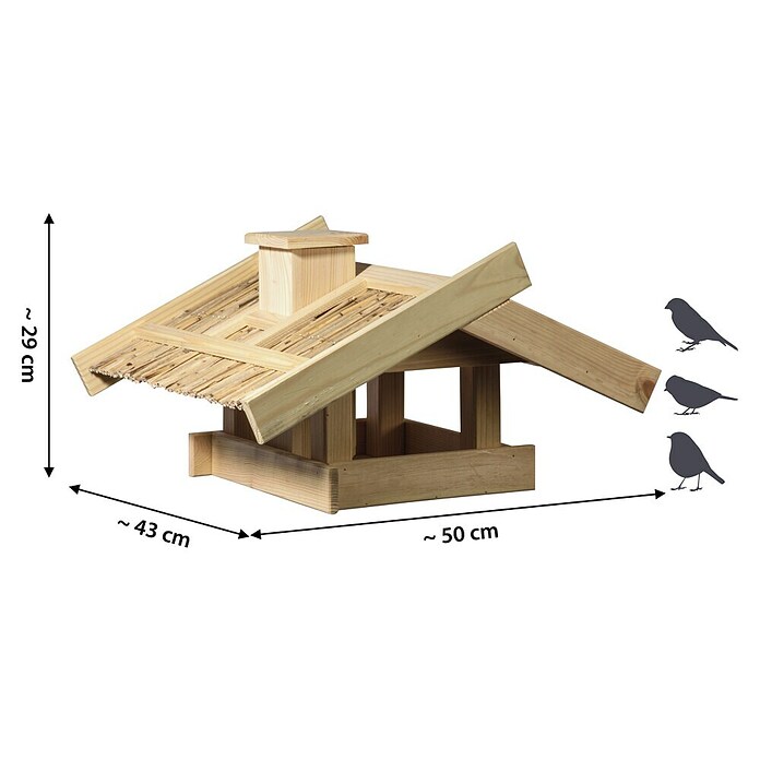 Dobar Vogelfutterhaus Trollanes (50 x 43 x 29 cm, Natur, Holz) | BAUHAUS