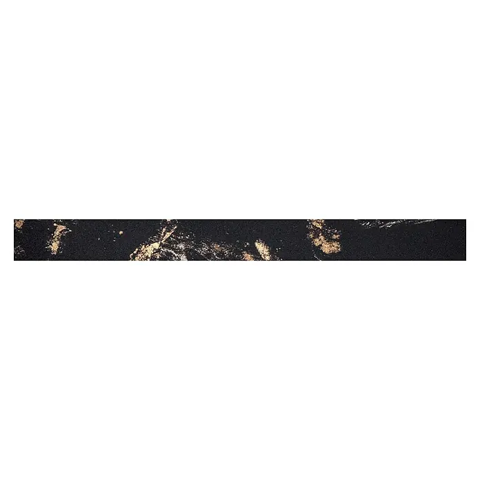 Opiart Sockelfliese Oro - 5,5 x 59,7 cm, Schwarz/Gold, Glänzend - Schwarzer Granit mit goldenen Sprenkeln, ideal für elegante Arbeitsplatten oder Bodenbeläge.