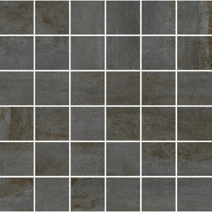 Mosaikfliese Allora - 30 x 30 cm, Grau, Matt - Bild eines Musters aus grauen Keramikfliesen mit weißen Fugenlinien, ideal für moderne Innenräume und langlebige Bodenbeläge.
