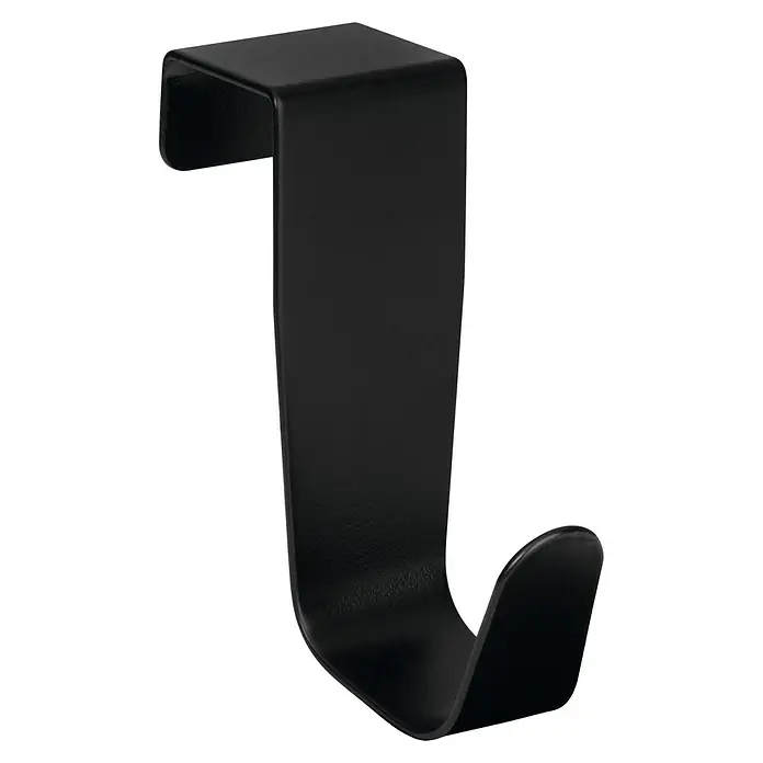 Walteco Türhaken - L x B x H: 25 x 64 x 70 mm, 2 Stk. - Nahaufnahme eines schwarzen Türhaken-Kleiderbügels mit stilvollem und robustem Design zur einfachen Anbringung an Türen.