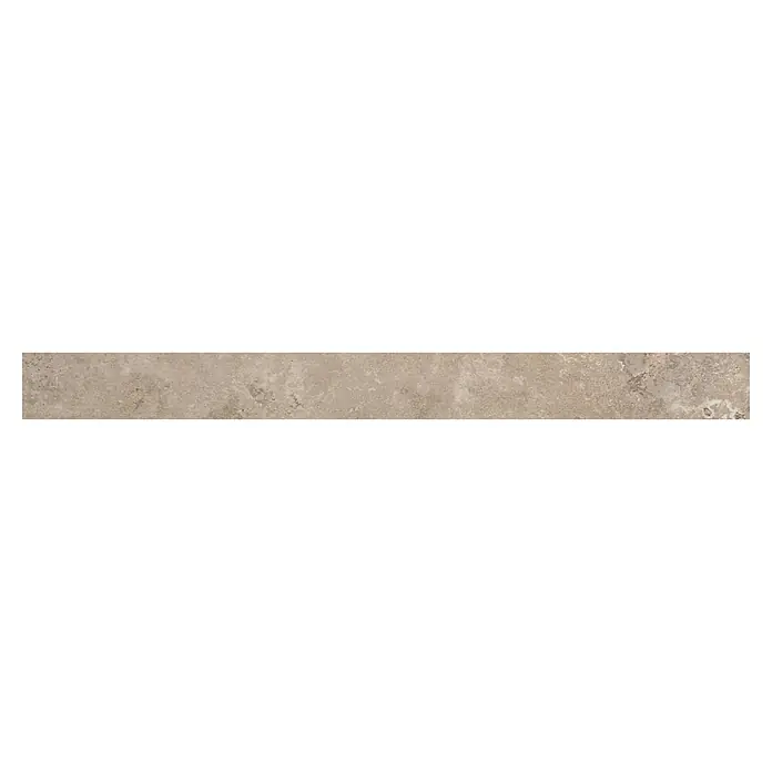 Sockelfliese Tivoli Stone - 5,5 x 59,7 cm, Shell - Nahaufnahme einer beigen Natursteinfliese mit dezenter Maserung, ideal für rustikale und elegante Innendesigns.