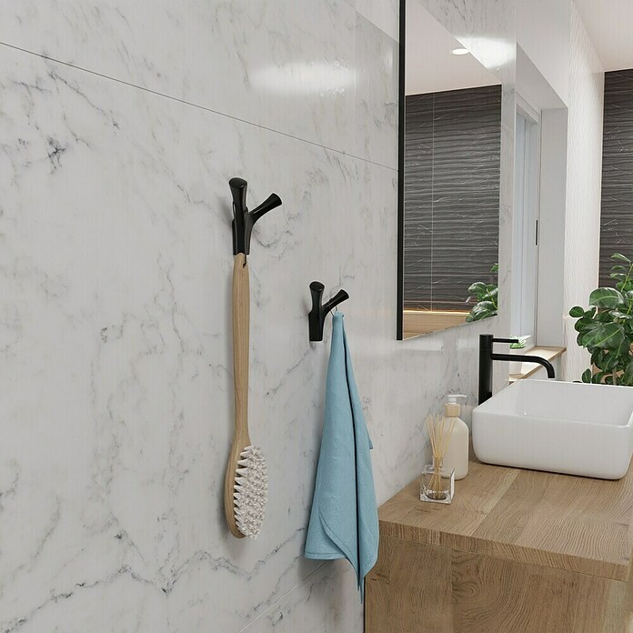 Walteco Garderobenhaken AMIOSO II (L x B x H: 76 x 48 x 92 mm, Anzahl Haken: 2 Stk., Schwarz) | BAUHAUS