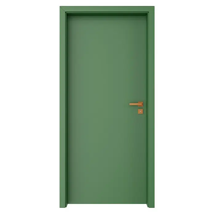 GetaDoor Getalit Türzarge FM8237 - 860 x 1.985 mm, Wandstärke: 165 mm, DIN Anschlag: Rechts, Edeltanne - Grüne Tür mit braunem Türgriff. Eine moderne, stilvolle Tür in einem satten Grünton mit einem eleganten braunen Türgriff.