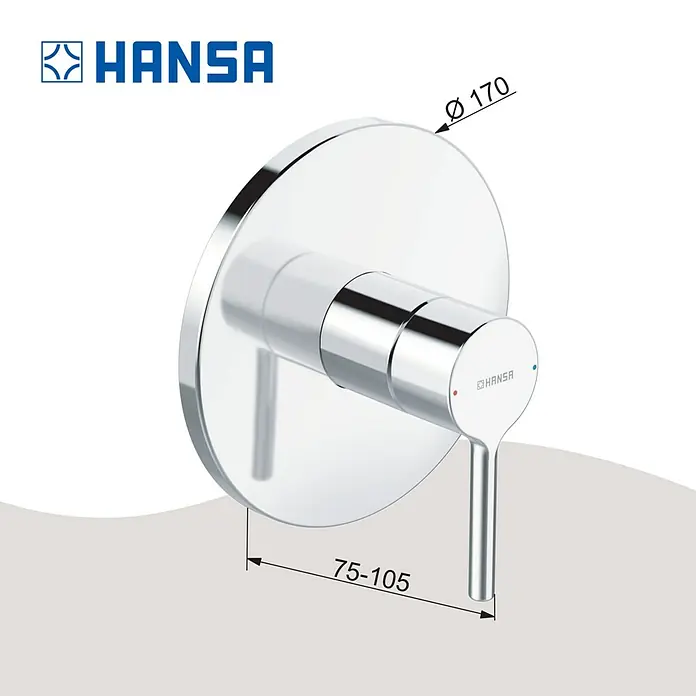 Hansa Vantis UP-Thermostatarmatur - Chrom, Glänzend - Glänzende Hansa Waschtischarmatur mit elegantem Design und präzisen Abmessungen für moderne Badezimmer.