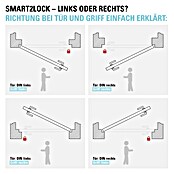 Diamond Doors Zimmertürgarnitur L-Form Premium Smart2Lock links (Stärke Tür: 38 mm - 45 mm, L-Form, Edelstahl matt, DIN Anschlag: Links, Passend für: Türen ohne Schlüssellochbohrung, Türen mit Schlüssellochbohrung benötigen zusätzlich eine Blindrosette) | BAUHAUS
