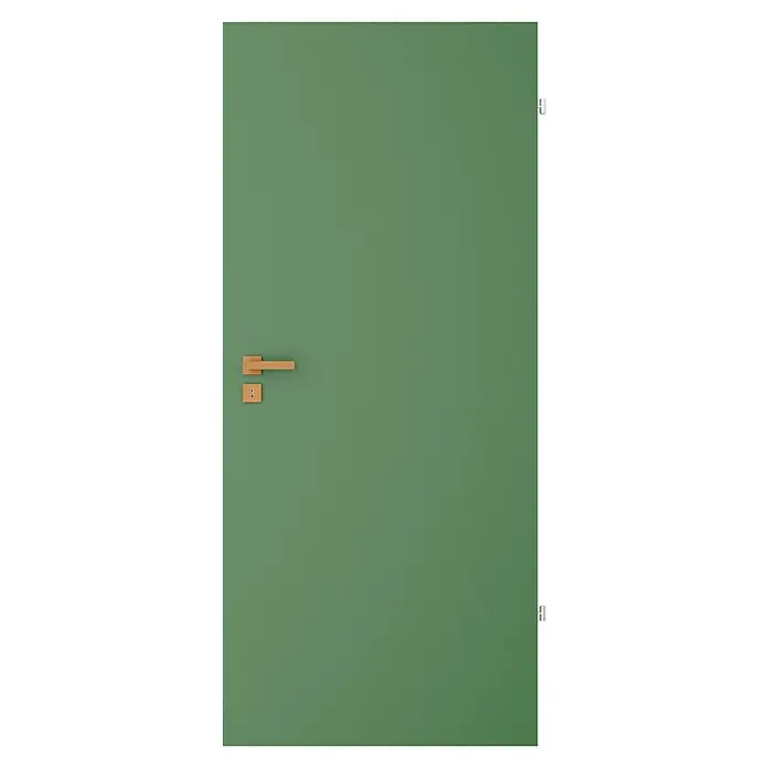 GetaDoor Getalit Zimmertür FM8237 - 860 x 1.985 mm, DIN Anschlag: Rechts, Edeltanne, Röhrenspan - Grüne Tür mit goldenem Griff. Ideal für moderne Wohnräume, die einen Hauch von Eleganz suchen. Perfekt für minimalistische Designs.