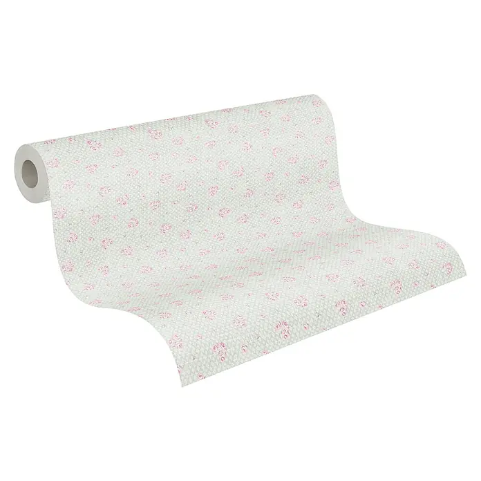 A.S. Création Maison Charme Vliestapete Blümchen - Grau-Rosa-Weiß, Floral, 10,05 x 0,53 m - Eine Rolle Küchenpapier mit einem zarten rosa Blumenmuster, ideal für den täglichen Gebrauch und zur Verschönerung Ihrer Küche.