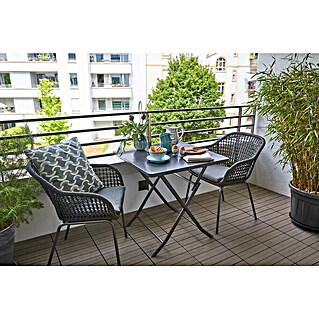 Sunfun Balkonmöbel-Set Maja/Sarah (3 -tlg., Stahl, Olefin, Night Grey/Anthrazit)