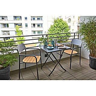 Sunfun Balkonmöbel-Set Maja/Gastro (3 -tlg., Stahl, Polywood, Night-Grey/Anthrazit)