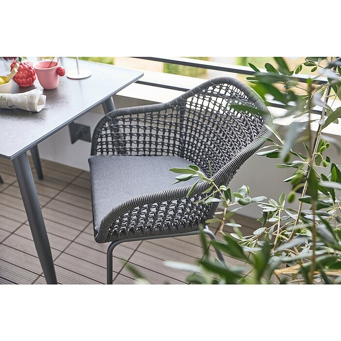 Sunfun Sarah Gartensessel Rope (Stahl, Olefin, Night Grey, B x T x H: 59 x 58 x 80 cm) | BAUHAUS