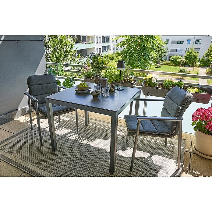 Sunfun Maja Gartentisch Stone (L x B x H: 90 x 90 x 74 cm, Aluminium, Sintered Stone, Anthrazit) | BAUHAUS