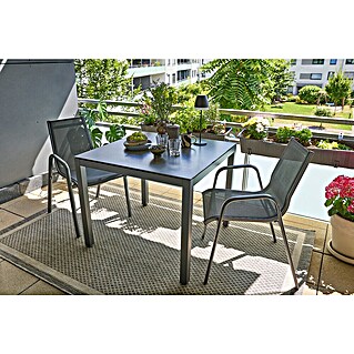Sunfun Balkonmöbel-Set Maja/Gastro (3 -tlg., Aluminium, Sintered Stone, Textilen, Grau, Gartenstuhl stapelbar)