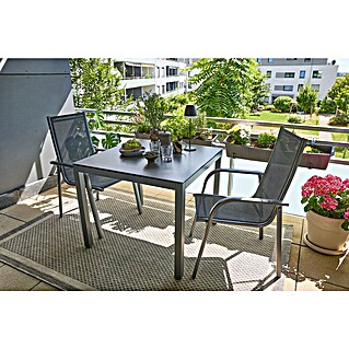 Sunfun Maja Balkonmöbel-Set I (3 -tlg., Aluminium, Sintered Stone, Textilen, Grau, Gartenstuhl stapelbar)