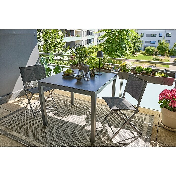 Sunfun Maja Balkonmöbel-Set III (3 -tlg., Aluminium, Sintered Stone, Textilen, Grau, Gartenstuhl klappbar) | BAUHAUS