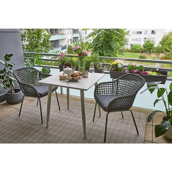 Sunfun Sarah Gartensessel Rope (Stahl, Olefin, Night Grey, B x T x H: 59 x 58 x 80 cm) | BAUHAUS