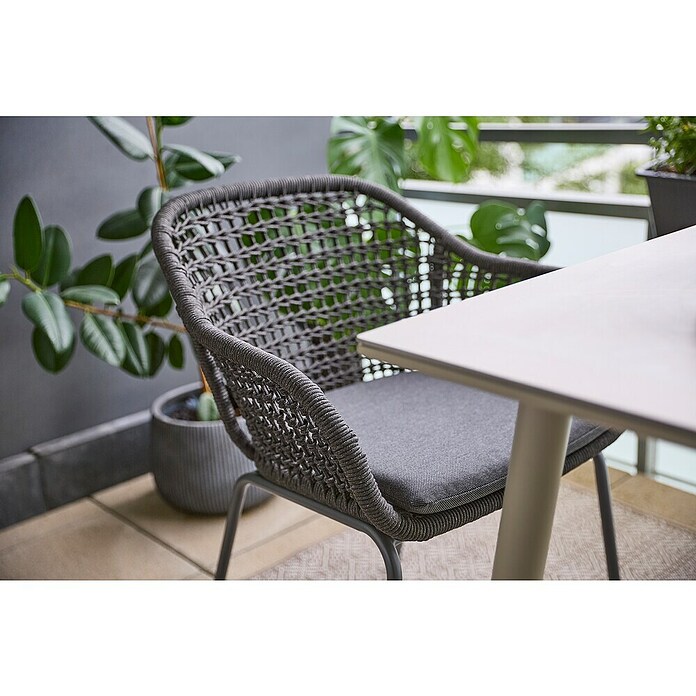 Sunfun Sarah Gartensessel Rope (Stahl, Olefin, Night Grey, B x T x H: 59 x 58 x 80 cm) | BAUHAUS