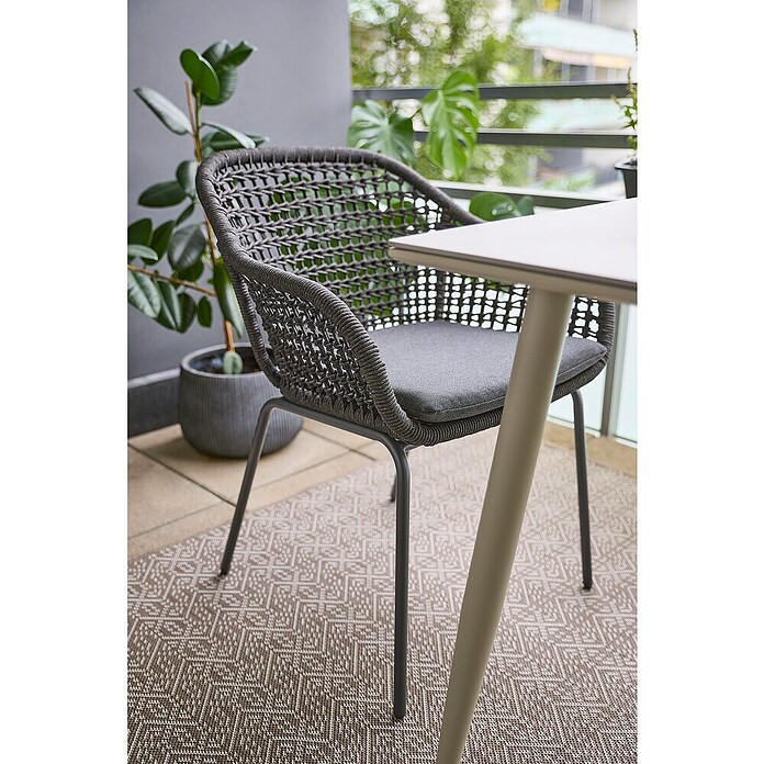 Sunfun Sarah Gartensessel Rope (Stahl, Olefin, Night Grey, B x T x H: 59 x 58 x 80 cm) | BAUHAUS