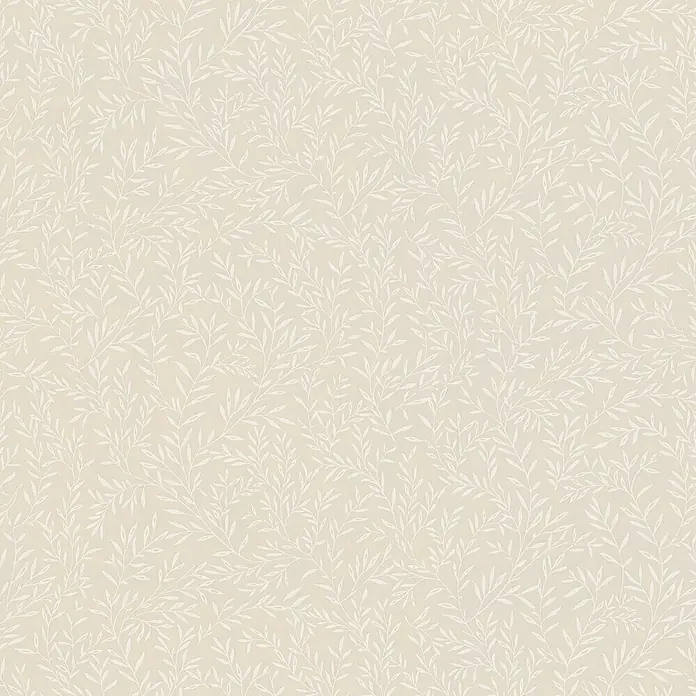A.S. Création Maison Charme Vliestapete Ranken - Beige-Weiß, Floral, 10,05 x 0,53 m - Beige Tapete mit zarten weißen Blättern für eine ruhige und stilvolle Raumgestaltung. Ein Hauch Natur für Ihr Zuhause!