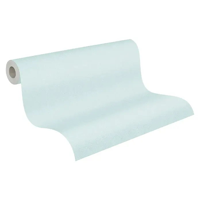 A.S. Création Maison Charme Vliestapete - Blau-Hellblau, Uni, 10,05 x 0,53 m - Nahaufnahme einer Rolle Papierhandtücher mit sanfter Textur, ideal für den täglichen Gebrauch in Küche und Haushalt.