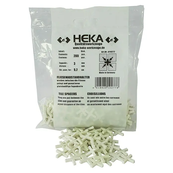 Heka Fliesenkreuz - 200 Stk., Breite: 3 mm - HEKA Fliesen Abstandhalter: Diese Abstandhalter garantieren gleichmäßige Fliesenabstände und erleichtern das Verlegen von Fliesen erheblich.