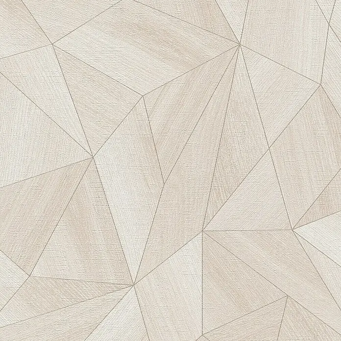 A.S. Création Daniel Hechter 7 Vliestapete Grafische Dreiecke - Beige-Creme-Grau, Grafisch, 10,05 x 0,53 m - Abstraktes geometrisches Muster mit hellen, beigen Dreiecken und Linien, das eine moderne und stilvolle Wanddekoration darstellt.