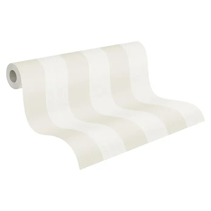 A.S. Création Maison Charme Vliestapete Blockstreifen - Beige-Weiß, Streifen, 10,05 x 0,53 m - Abbildung einer hygienischen, weichen Papierrolle. Perfekt für den täglichen Gebrauch mit praktischem Abriss für Komfort und Hygiene.
