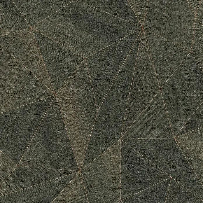A.S. Création Daniel Hechter 7 Vliestapete Grafische Dreiecke - Anthrazit-Grün-Bronze, Grafisch, 10,05 x 0,53 m - Abstraktes Dreiecksmuster-Hintergrundbild mit erdigen Farbtönen und subtilen Texturen, die eine stilvolle und moderne Note verleihen.