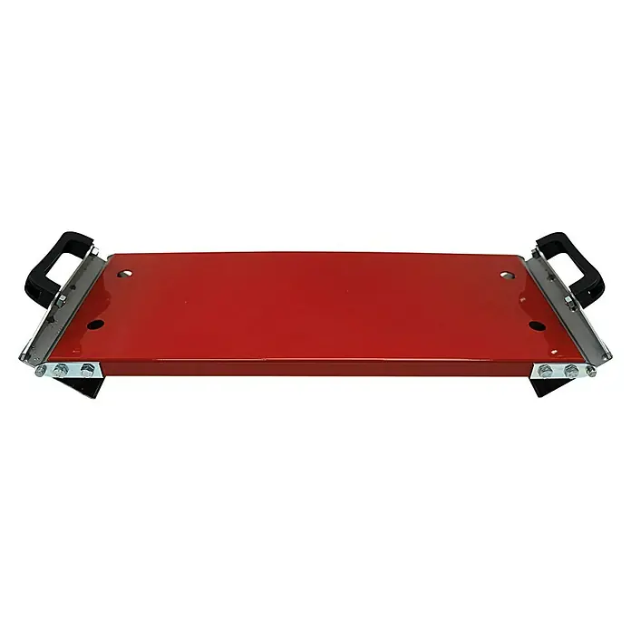 Heka Plattenheber - Plattengröße: 60 x 60 cm, Plattenstärke: 0 cm - 5 cm - Hier ist eine rote Montage-Bühne mit Griffen. Die robuste Bühne mit den Griffen eignet sich ideal für Werkstätten und Garagen.