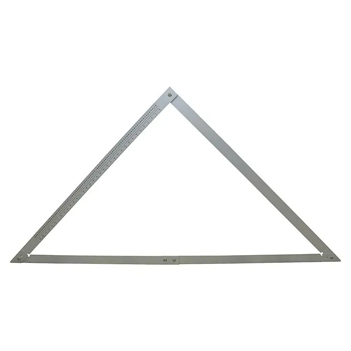 Bauwinkel Verstellbar - Material: Aluminium - Das Bild zeigt einen präzisen Winkelmesser in Dreiecksform, ideal für Messungen und Konstruktionen im Handwerk. Das Werkzeug ist robust und langlebig.