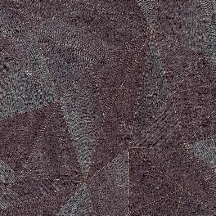A.S. Création Daniel Hechter 7 Vliestapete Grafische Dreiecke - Lila-Grau-Rosé, Grafisch, 10,05 x 0,53 m - Abstrakte, polygonale Textur in dunklen Pflaumen- und Grautönen mit feinen, linearen Details, die eine moderne Wandgestaltung ermöglicht.