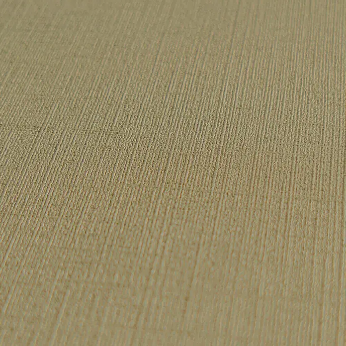 A.S. Création Pintwalls 2 Vliestapete - Grün-Khaki, Uni, 10,05 x 0,53 m - Nahaufnahme einer beigen Vinyltapete mit feiner, vertikaler Textur, die eine warme und natürliche Optik verleiht. Ideal für Wohnräume.