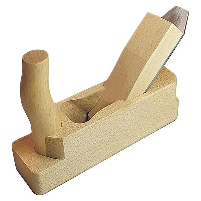 Heka Schlichthobel - Klingenbreite: 39 mm - Ein hölzerner Handhobel mit Griff und Keil fixiert. Ideal für feine Holzbearbeitung und zum Glätten von Oberflächen.