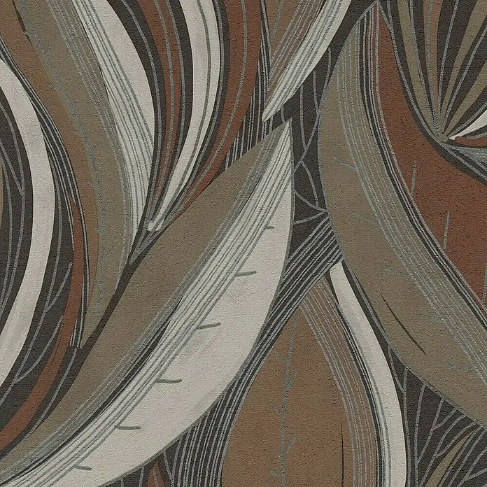 A.S. Création Metropolitan Stories Hot Spots Vliestapete Floral - Braun-Schwarz-Grau, Floral, 10,05 x 0,53 m - Abstraktes Blättertapetenmuster in Braun-, Beige- und Grautönen. Dekoratives Design mit strukturiertem Hintergrund für moderne Innenräume.