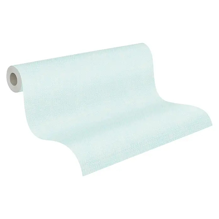 A.S. Création Maison Charme Vliestapete Kleinmuster - Blau-Weiß, Uni, 10,05 x 0,53 m - Eine Rolle hellblauer, geprägter Küchenrolle, ideal für die Reinigung und zum Aufsaugen von Flüssigkeiten in Haushalt und Küche.