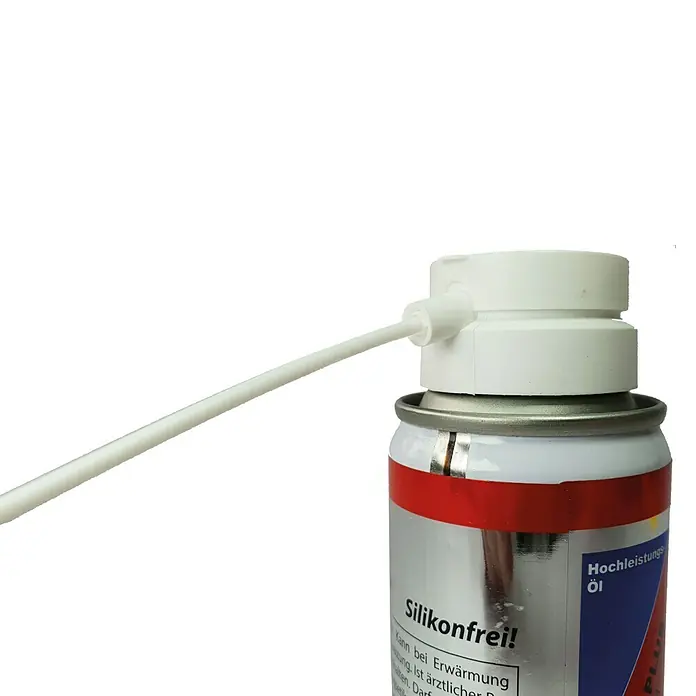 Heka Spray de cuidado y mantenimiento Mega Öl Plus - 100 ml - Imagen de una lata de aerosol con la inscripción "Silikonfrei!", que contiene aceite de alto rendimiento. Perfecto para diversas aplicaciones.