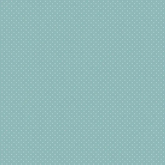 A.S. Création Maison Charme Vliestapete Punkte - Blau-Weiß, Grafisch, 10,05 x 0,53 m - Zartes, blaugrünes Muster mit weißen Punkten, ideal für leichte und frühlingshafte Designs und Textilien mit elegantem Touch.