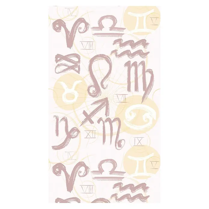 A.S. Création The Wall 2 Fototapete Symbole - B x H: 159 x 280 cm, Vlies, Creme-Gelb-Rosa - Hintergrund mit Sternzeichen-Motiven, darunter Widder, Waage und Wassermann, ideal für Astrologie-Enthusiasten.